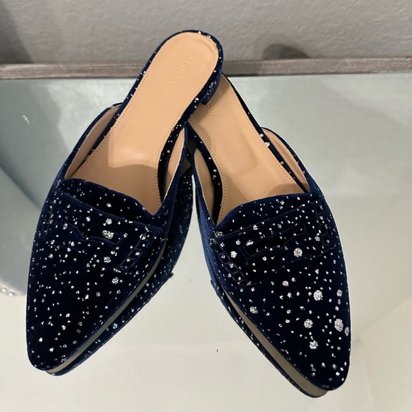 J CREW Glitter Sparkle Flats Loafer Mules 8.5 - Picture 9 of 11
